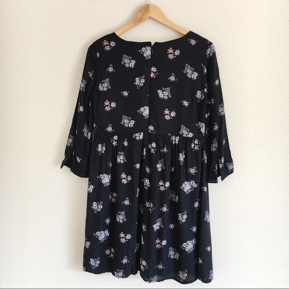 Old Navy Black Red Floral Embroidered A-Line Dress - Picture 7 of 8